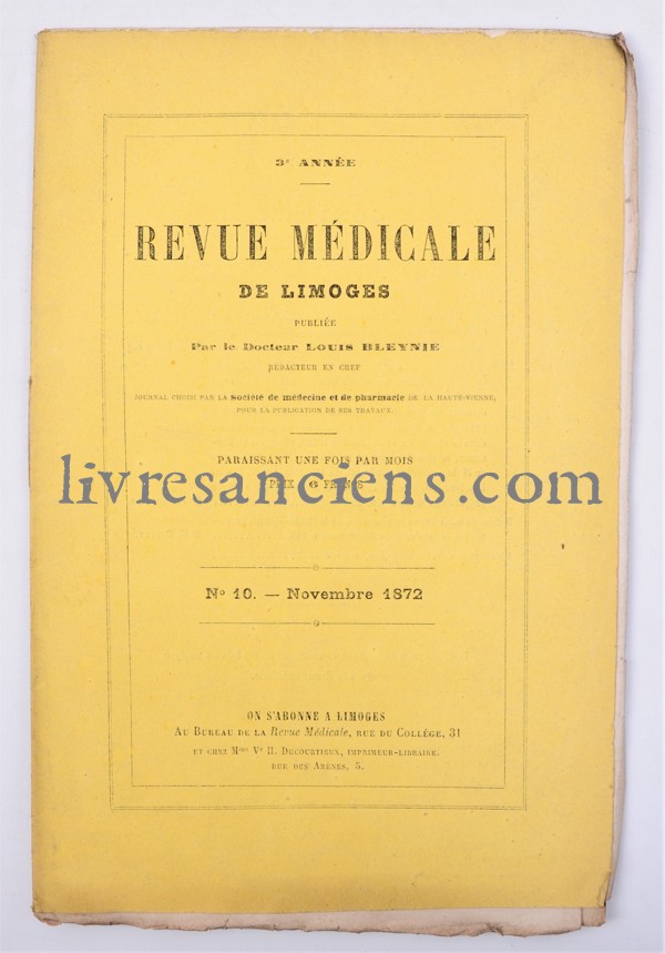 Photo REVUE MEDICALE DE LIMOGES. 