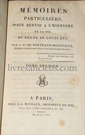 Photo BERTRAND-MOLEVILLE, Antoine François De. 