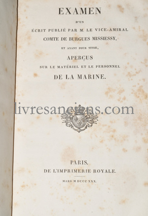 Photo [ BOUCHER, M. F. ] [BURGUES, Édouard-Thomas de, comte de Missiessy]. 