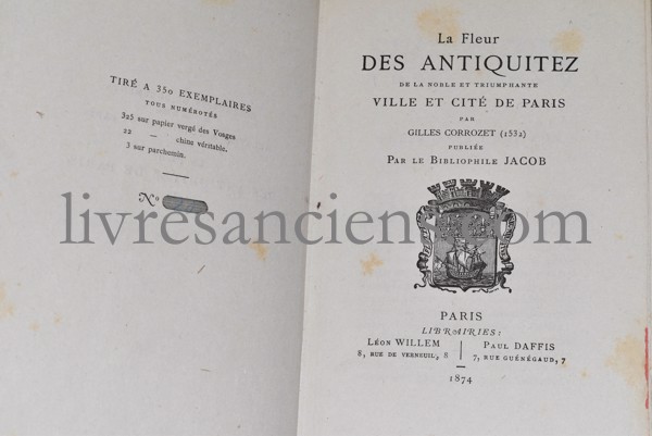 Photo CORROZET, Gilles || Le Bibliophile JACOB. 