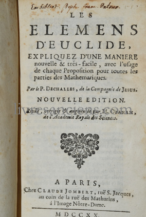 Photo [MILLIET DE CHALLES, Claude-François ] || [OZANAM, Jacques]. 