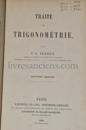 Photo SERRET, Joseph-Alfred.&nbsp;