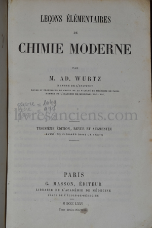 Photo WURTZ, Charles Adolph.&nbsp;