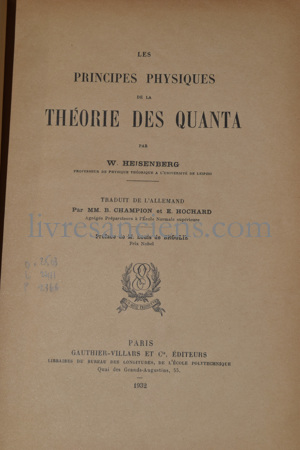 Photo HEISENBERG, Werner.&nbsp;