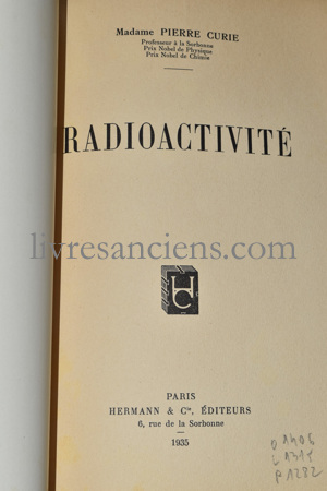 Photo CURIE, Marie.&nbsp;