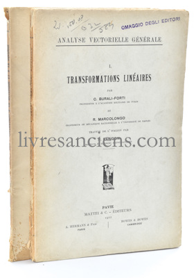 Photo BURALI-FORTI, Cesare || MARCOLONGO, Roberto.&nbsp;