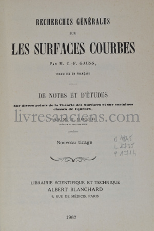 Photo GAUSS, Carl Friedrich || ROGER, Émile.&nbsp;