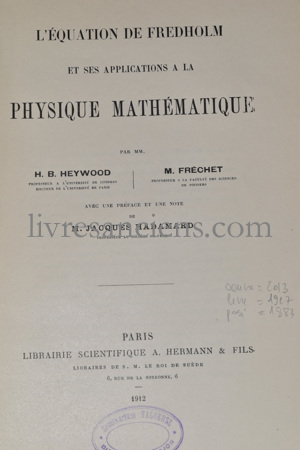 Photo HEYWOOD, Horace Bryon || FRÉCHET, René Maurice.&nbsp;