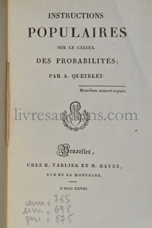 Photo QUETELET, Adolphe.&nbsp;