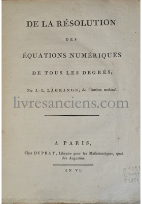 Photo LAGRANGE, Joseph-Louis.&nbsp;