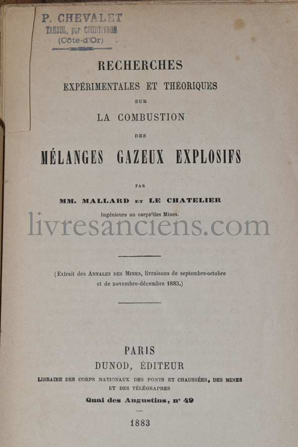 Photo MALLARD, François Ernest || LE CHATELIER, Henri Louis.&nbsp;