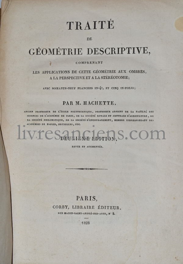 Photo HACHETTE, Jean-Nicolas-Pierre.&nbsp;