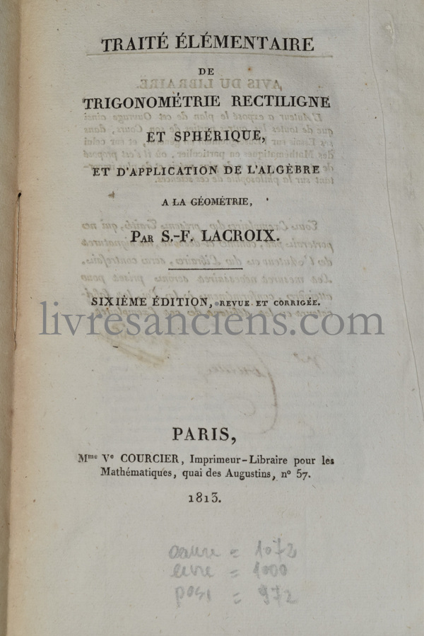 Photo LACROIX, Sylvestre-François.&nbsp;