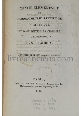 Photo LACROIX, Sylvestre-François.&nbsp;