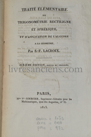 Photo LACROIX, Sylvestre-François.&nbsp;