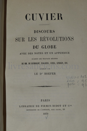 Photo CUVIER, Georges.&nbsp;