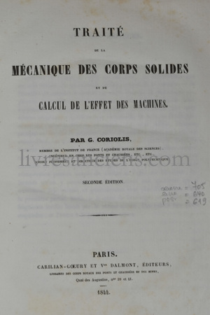 Photo CORIOLIS, Gaspard-gustave de.&nbsp;