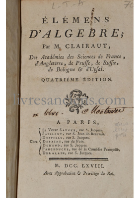 Photo CLAIRAUT, Alexis.&nbsp;