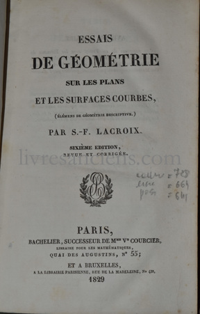 Photo LACROIX, Sylvestre François.&nbsp;