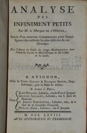 Photo L'HOSPITAL, Guillaume François Antoine.&nbsp;