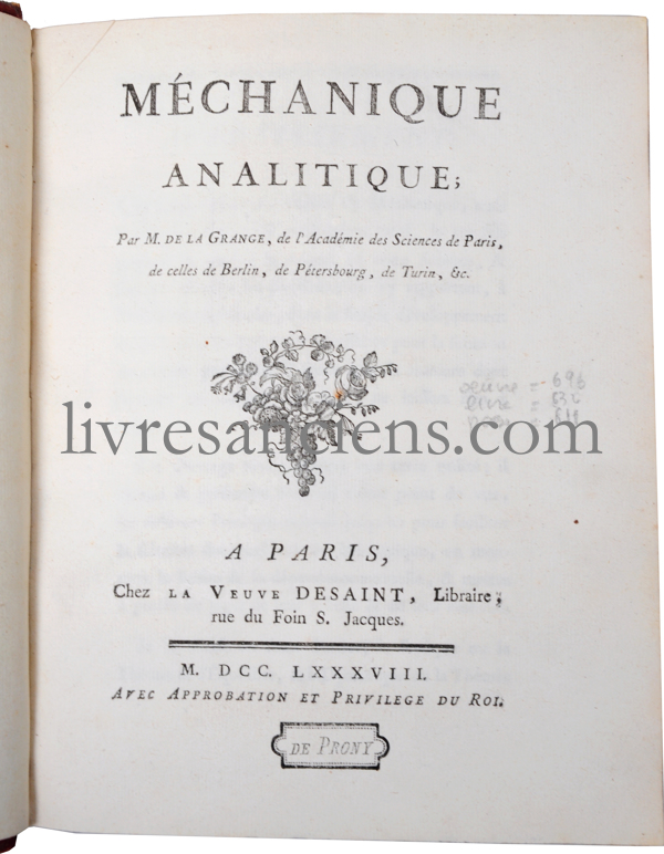 Photo LAGRANGE, Joseph-Louis, comte de.&nbsp;