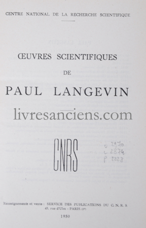 Photo LANGEVIN, Paul.&nbsp;