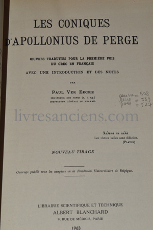 Photo APOLLONIUS DE PERGE.&nbsp;