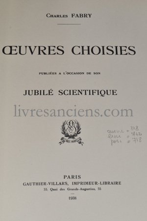 Photo FABRY, Charles.&nbsp;