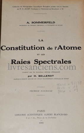 Photo SOMMERFELD, Arnold.&nbsp;