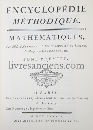 Photo [ENCYCLOPÉDIE MÉTHODIQUE] || MATHÉMATIQUES.&nbsp;