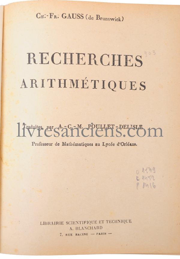 Photo GAUSS, Carl Friedrich.&nbsp;