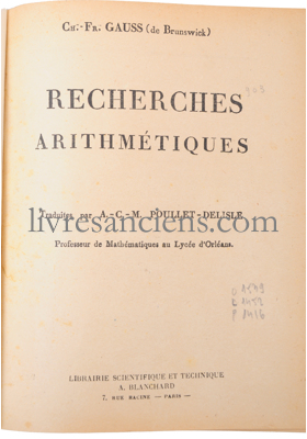 Photo GAUSS, Carl Friedrich.&nbsp;