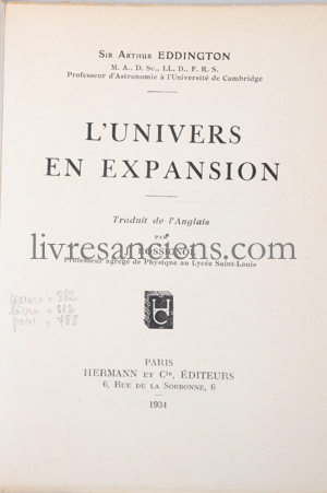 Photo EDDINGTON, Sir Arthur.&nbsp;