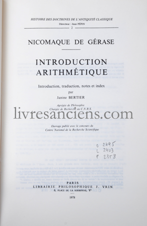 Photo NICOMAQUE DE GÉRASE.&nbsp;